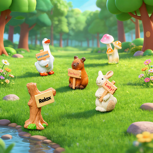 Figurines miniatures de capybara en résine pour panneaux routiers, accessoires de paysage pour micro-jardins féeriques, décorations artisanales - Product Image 4