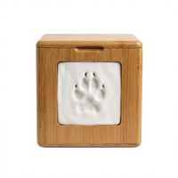 Urne commémorative pour animaux de compagnie en bambou avec kit d'empreintes de pattes, boîte de crémation personnalisée pour les cendres des chiens, cadeau de sympathie