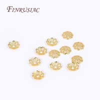 Lot de 50pcs 5/6/8mm 18K Plaqué Or En Laiton Filigrane Perle Caps DIY Fleur Cap Perles pour la Fabrication de Bijoux Fournitures En Gros