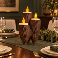 Porte-bougie triple en bois imprimé en 3D avec des bougies LED pour la décoration de la maison, du jardin et de la table