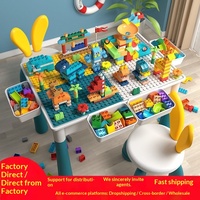 Table de construction multifonctionnelle en plastique pour l'éducation de la petite enfance, jouets de puzzle à grandes pièces, bureau d'apprentissage pour les enfants de 4 à 6 ans