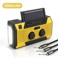 Radio solaire d'urgence pour la saison des ouragans, 5000 mAh, charge rapide, alarme SOS, lampe de lecture, kit de préparation aux catastrophes