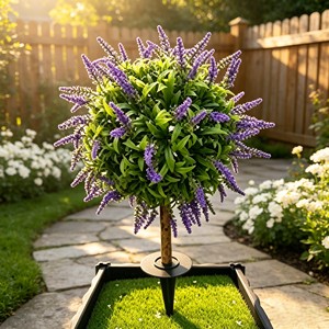 Soft Fragrant Round Lavender Floral Orb with solid <b>ground</b> <b>stake</b> base <b>for</b> garden lawn roadside villa courtyard fresh - Product Image 4