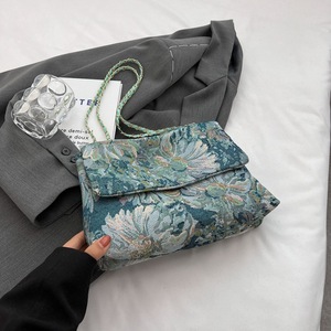 Bolso de hombro de diseñador de lujo para <span class=keywords><strong>mujer</strong></span>, bolsa de mano de marca a la moda, con bordado de pintura al óleo, de lona, para jardín secreto - Product Image 1