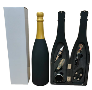 Chất Lượng Cao Chai Rượu Vang Hình Dạng Cụ Mở Công Cụ Quà Tặng Thiết Lập Với Lá Cắt Rượu Vang <span class=keywords><strong>Pourer</strong></span> Và Stopper Waiters Corkscrew Mở Bộ - Product Image 1