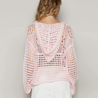 Fabricant personnalisé pour femmes 4 juillet à manches longues drapeau américain à capuche mince tricot Smock Top Independence Day Sweater Pullover