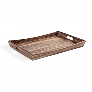 Plateau de service carré en bois brun foncé, design moderne, haute qualité, plateau de service carré en bois brun foncé pour la cuisine - Product Image 2