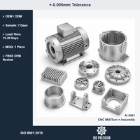 Pièces d'assemblage de boîtier de moteur en aluminium 6061 sur mesure, service d'usinage CNC, certifié ISO 9001, rugosité de surface Ra1.6µm, MOQ 1