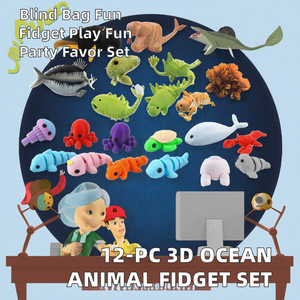 Feeron - Set de 12 Animales Marinos Articulados Impresos en 3D de PLA - Lindos Juguetes Articulados de Criaturas Marinas para Bolsas Sorpresa y Recuerdos de Fiesta - Product Image 2