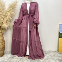 1964 #   Último Modelo de Abaya Transpirable de Chifón, Conjunto de Dos Piezas con Vestido Interior, Perlas, Moda Musulmana, Tallas Dubai, Modesto, para las Cuatro Estaciones