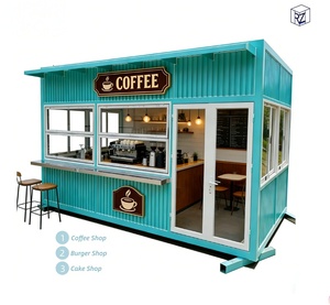 บ้านคอนเทนเนอร์สำเร็จรูปขนาด 20 ฟุต ร้านอาหารเคลื่อนที่ ห้างสรรพสินค้าสมัยใหม่ ขนย้ายง่าย หลังคาถอดประกอบได้ ทำจาก PVC อลูมิเนียมแซนวิช - Product Image 1