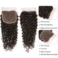 Échantillon Gratuit Cheveux Humains Brésiliens Afro Kinky Lisses 100% Vierges Grade 12A 24-34 pouces Bundles Bouclés Kinky avec Closure Frontale Non