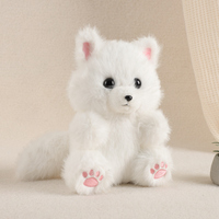 Peluche personnalisée/OEM en forme de renard arctique moelleux, adorable animal en peluche renard blanc avec empreintes de pattes roses
