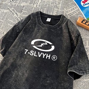 Vintage Washed Oversized T-Shirt Men Cartoon Print Short Sleeve O-<b>Neck</b> Casual Streetwear Jersey Cotton Top - Product Image 3
