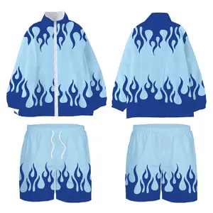 Customized Fashion Windbreaker Set 3D Sublimation Print Sweatsuit And Shorts Sets Men 2 Piece Sets
