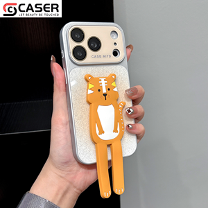 Coque de téléphone pliable 3D en verre Corning électroplaqué avec support intégré, motifs Barista, Chat Pêcheur et Chiot Os, pour <span class=keywords><strong>iPhone</strong></span> 18 Pro Max/Pro - Product Image 4