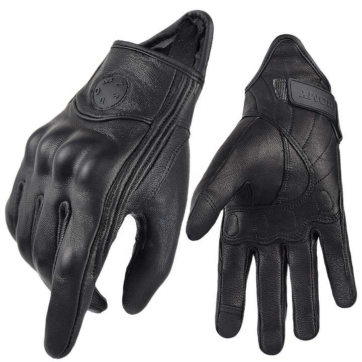 Guanti Moto In Pelle Di Capra Uomo/Donna - Touchscreen, Nocca Corazzata, Palmo Imbottito - Foto 4