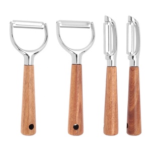 Nuevo <span class=keywords><strong>cuchillo</strong></span> pelador de madera de acacia de acero inoxidable ambidiestro ecológico con hoja de hasta 3,9 pulgadas para frutas y melones - Product Image 1