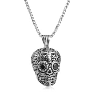 Stainless Steel Skull Pendant With <b>Cross</b> Design For Men And Women Fashion Necklace 23047 - Product Image 5