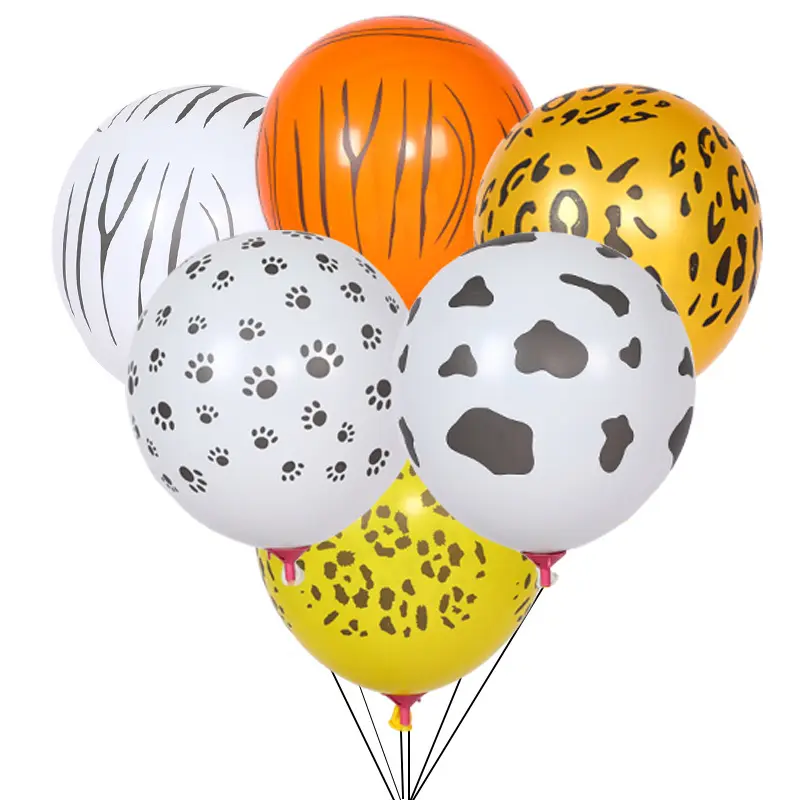 ジャングル動物漫画ヒョウの足跡牛パーティーの装飾子供のためのラテックスバルーン気球パーティー