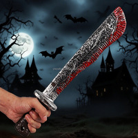 Couteau à sang artificiel réaliste en plastique pour Halloween, 30-31 cm, pour fête d'horreur, jeu de rôle et accessoire de costume d'Halloween