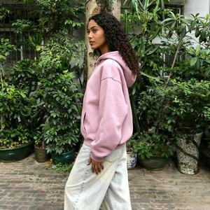 TKAN525D Vente en gros OEM, sweats à capuche oversize en coton lourd à fermeture éclair, imprimés, de haute qualité, pour femmes - Product Image 1