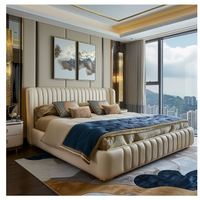 Lit king-size moderne en cuir massif avec rangement, personnalisable, en cuir italien écologique, ensemble de chambre à coucher pour maison, appartement, villa