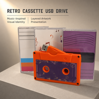 Clé USB Mix Tape 2.0 128 Mo 256 Mo 512 Mo 1 Go 2 Go 4 Go 8 Go 16 Go avec autocollants personnalisés en forme de cassette