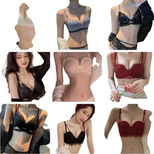 Sujetador de Encaje Sexy para Mujer, Transpirable, de Malla, con Tejido Frontal Integrado, Tirantes Ajustables Diarios, Línea Sólida, Sin Costuras - Product Image 1