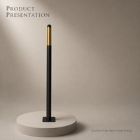 Pied de meuble en métal noir doré, tube rond, avec base de montage pour table, canapé, armoire, chaise