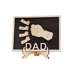 Custom Family Names Fist Wood Craft 15X19.8Cm Table Decor Home Decorative Accessories Wood Arts And Crafts