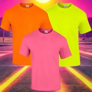 T-shirt sportiva a tinta fluorescente ad asciugatura rapida in poliestere con maglia Unisex in microfibra a tecnica semplice t-shirt Tech