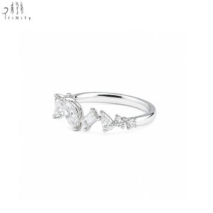 Bague de luxe artisanale de haute qualité pour usage quotidien, en or blanc massif 18 carats avec diamants naturels à taille mixte, vente en gros - Product Image 2