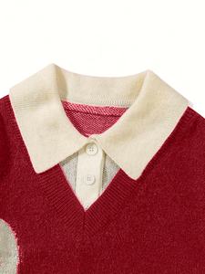 Maglione Casual Stile College Personalizzato per Coppie, 100% Cotone, Maniche Lunghe, Collo <span class=keywords><strong>POLO</strong></span>, Lavorazione Jacquard, <span class=keywords><strong>Pullover</strong></span> per Uomo - Product Image 3