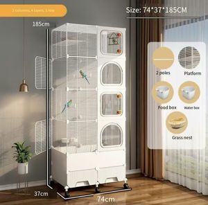 Gabbia Speciale Sky-high Mansion per Pappagalli Crassali, Vassoio di Alimentazione in Plastica Anti-Spruzzo, Pannello Rimovibile per Facile Pulizia, Pieghevole - Product Image 3