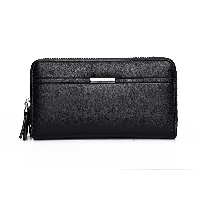 Wholesale vintage wallet big capacity purse bag for men business double zipper clutch bag clutches and handbags