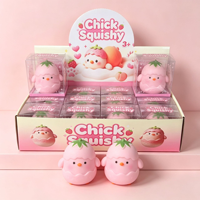 Jouet anti-stress en argile souple en forme de poussin fraise rose croustillante, lot en vrac avec son de craquement satisfaisant pour le soulagement du stress