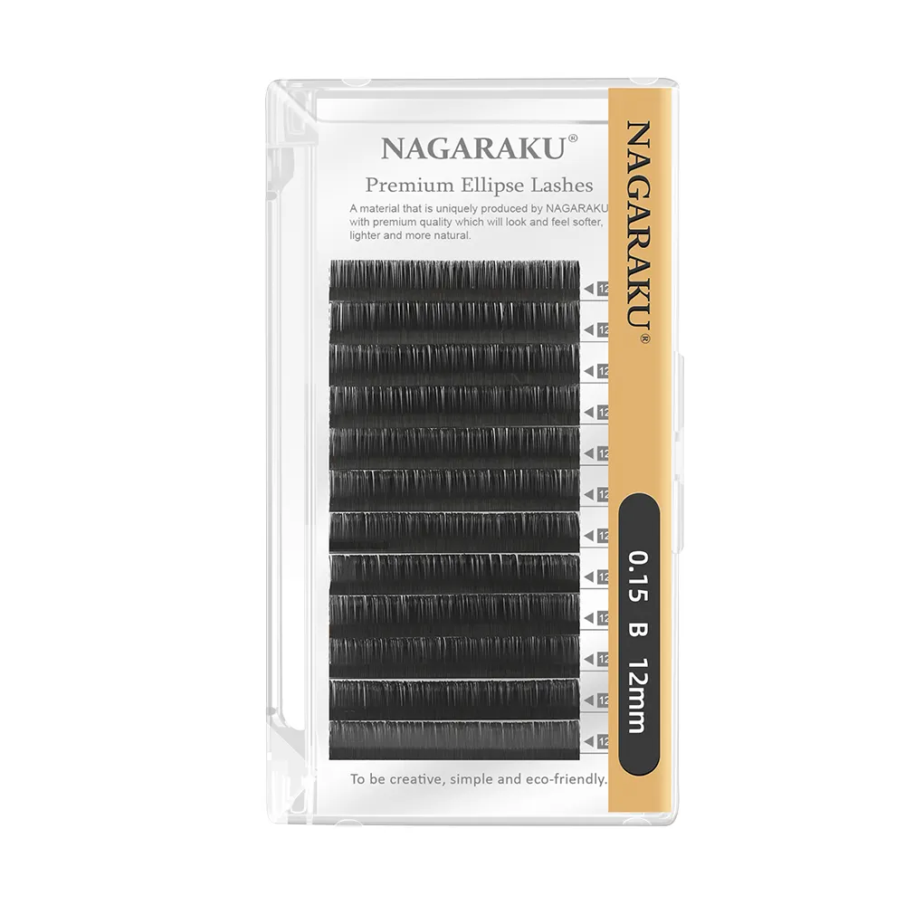 NAGARAKU Flat Ellipse Eyelashes Split Tips Shaped Soft Natural Light Magnetic Lashes Matte color Gray Eyelash