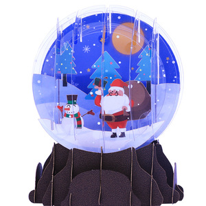 Handmade 3D pop-up giáng sinh Hươu đầu quả cầu tuyết nhà máy bán thiệp chúc mừng mong muốn & cảm ơn kinh doanh & Tình Yêu vật liệu giấy - Product Image 1