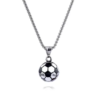 316 Stainless steel football soccer association pendant necklace water proof non-tarnish steel mens sports football necklace