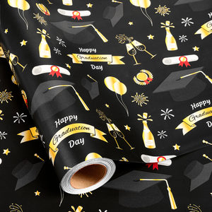 Original graduation season black and gold 5-meter hat <b>pattern</b> wrapping <b>paper</b> - Product Image 5