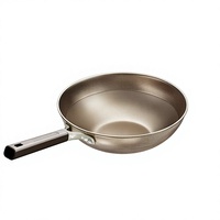 Neuer Doppelseitiger Titan-beschichteter Antihaft-Wok mit Edelstahldeckel, Flacher Niedrigprofil-Wok für Haushalt, Kompatibel mit Induktionskochfeldern und Gasherden
