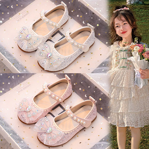 2026 Spring & Autumn Girls' Princess Shoes & Crystal Shoes Comfortable Non-Slip <b>Kids</b> Soft Bottom Leather Shoes, Baby Shoes - Product Image 4