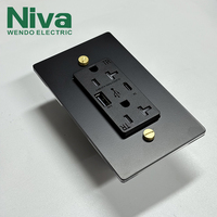 Interruptores y Enchufes Eléctricos Americanos de Lujo Personalizados, Interruptores de Palanca con Panel de Latón, Panel Metálico Multifunción, Enchufe de Acero Inoxidable