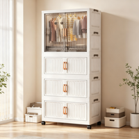 Armoire pliable en plastique pour enfants avec tiroirs et roulettes, organisateur de rangement pour vêtements d'enfants pour la chambre de bébé