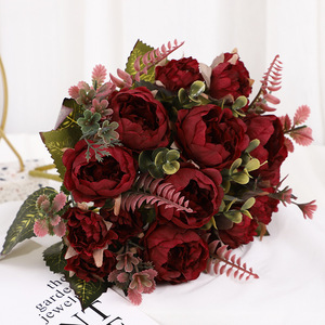 Fleurs artificielles en soie de pivoine, bouquet moderne respectueux de l'environnement pour la maison, les mariages, la fête des mères et la décoration de Noël - Product Image 1