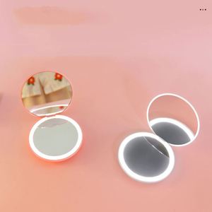 Wholesale <b>LED</b> Portable Flip Cover <b>Makeup</b> <b>Mirror</b> with Light, Portable Folding Circular Gift, Double-sided <b>Makeup</b> <b>Mirror</b> - Product Image 1