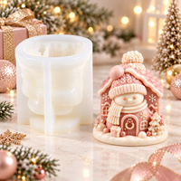 Moule en silicone Maison Bonhomme de Neige, Moule 3D pour Bougies, Savons et Plâtre, Moule Réutilisable DIY pour Décoration de Noël et Cadeaux Faits Main