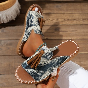 Sandalias de verano para mujer, talla grande 40-43, con punta redonda y cordones, estilo pantufla. - Product Image 3