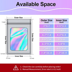 Bolsas de Mylar con Cierre, Bolsas de Plástico con Cierre Hermético, Bolsitas Negras para Teléfono, Bolsitas Holográficas con Forma de 3.5 Sachets 13*18 - Product Image 6